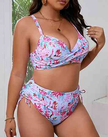 Купальник жіночий батал роздільний з квітковим принтом різнобарвний 3XL Київ