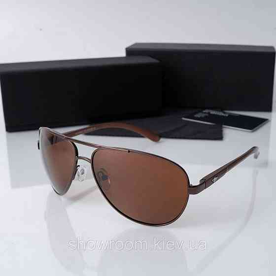 Сонцезахисні чоловічі окуляри з поляризацією Polarized (213) коричневі Київ