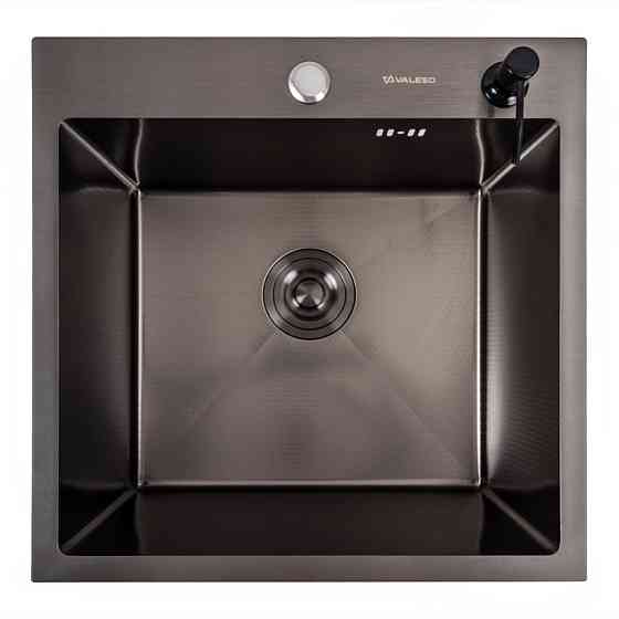 VALESO Кухонна мийка 50*50 PVD чорна DECOR Valeso Handmade (сифон круглий, 3,0/0,8) Київ