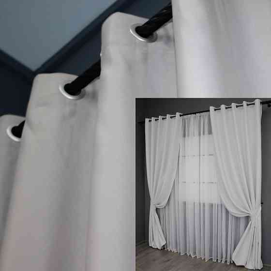 Комплект штор на люверсах VR-Textil Midnight № 1223ш 150х270 см 2 шт Светло-серый (37-0112) Киев