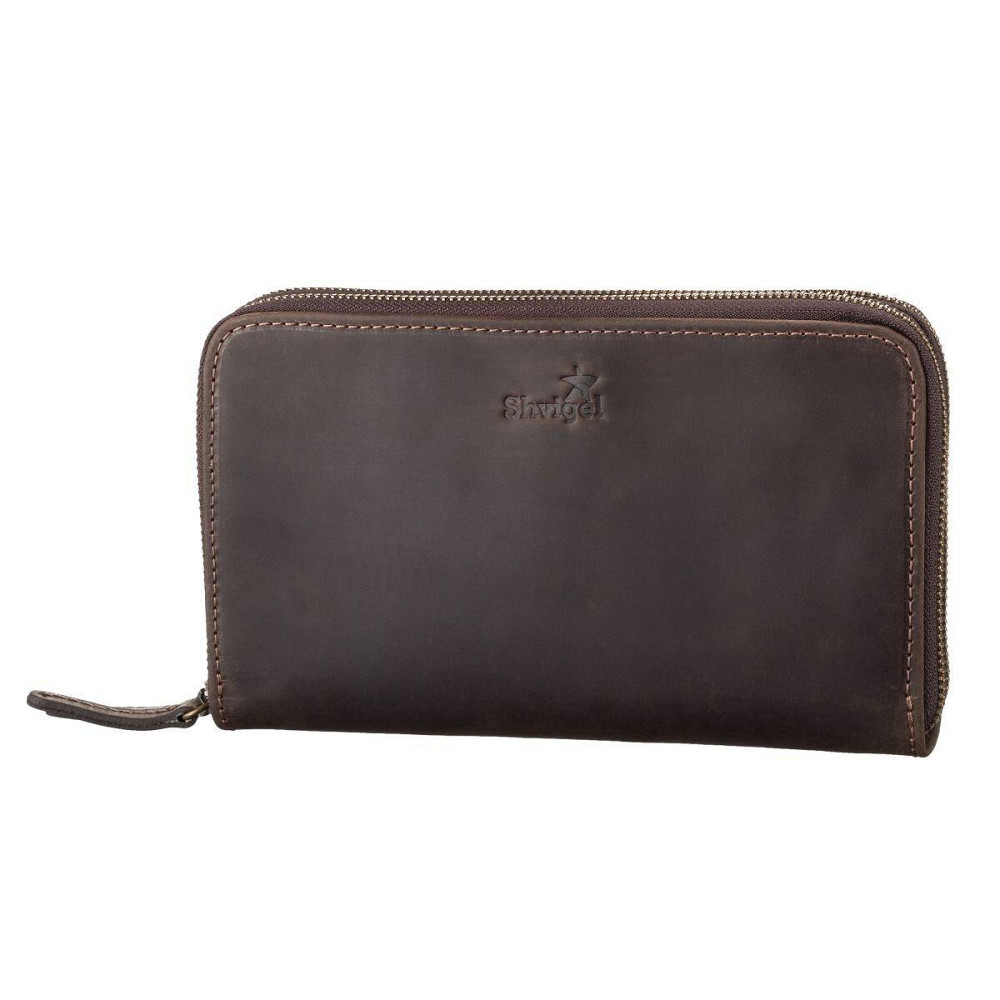 Чоловічий клатч шкіряний Коричневий (SHVIGEL) Київ - фото 5