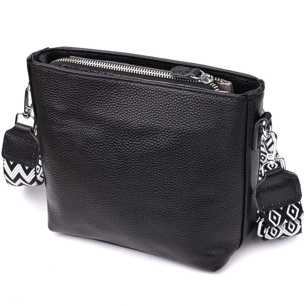 Зручна жіноча сумка на плече з якісної натуральної шкіри Vintage 22914 Чорний Київ - фото 2