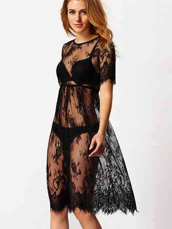 Парео мереживне для пляжу чорний Київ