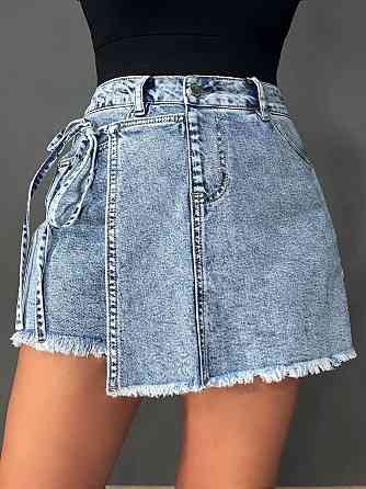 Шорты-юбка женские Vanver 221-225 джинсовые на запах с завязкой голубые, голубой, 25, 25, 67 см, 96 см Киев