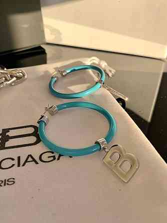 Balenciaga сережки кільця кольору морської хвилі з посрібленням Одеса