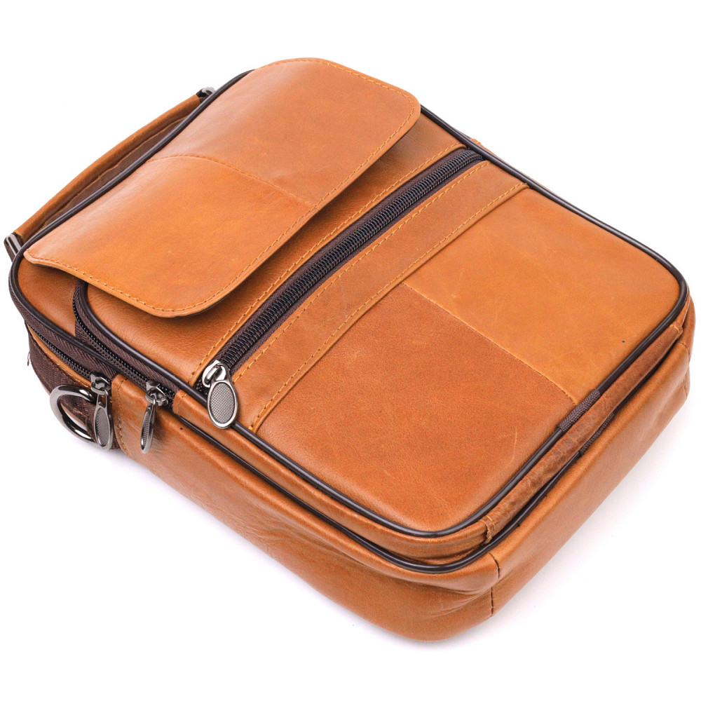 Зручна чоловіча сумка з ручкою шкіряна Руда (Vintage) Київ - фото 9