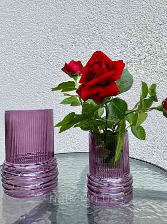 Ваза скляна 14*14*20 см "Біг-Плей" рожеве товсте скло Київ