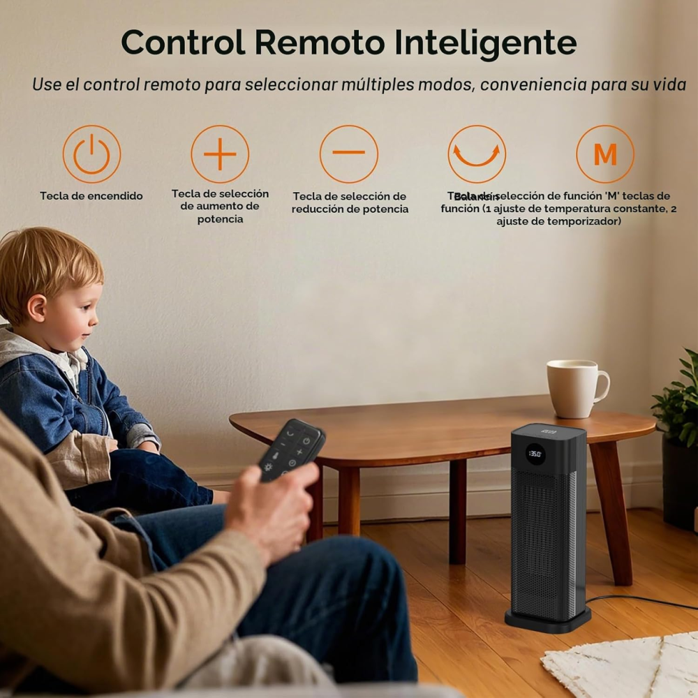 Обогреватель Minthouz Space Heater 2000 Вт, керамический PTC, ECO, термостат 15–35°C, таймер, пульт, поворот 70° Киев - изображение 9