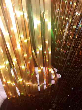 Дождик фотозона с голограммой новогодний 2 м на 1 м золотистый Киев