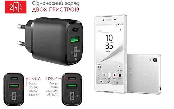 Сетевое зарядное устройство для Sony Xperia Z5 Dual, 20W 3A, Quick Charge 3.0 Киев