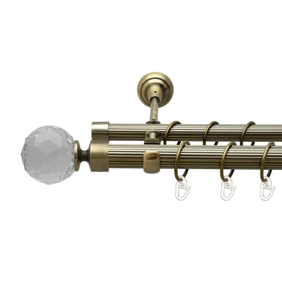 Карниз Orvit Люміера металевий дворядний відкритий рифлена труба кільце металеве Антик 25\19 мм 300 см Львов