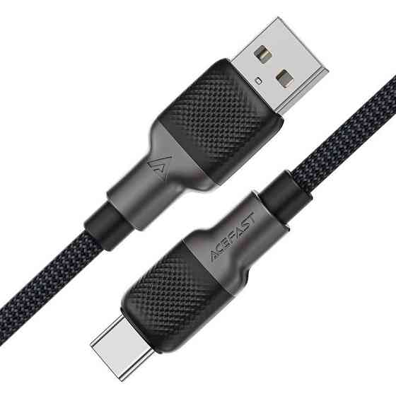 Кабель ACEFAST C10-04 USB to Type-C 3A, 1.2m, silicone, zinc connectors, Black Київ