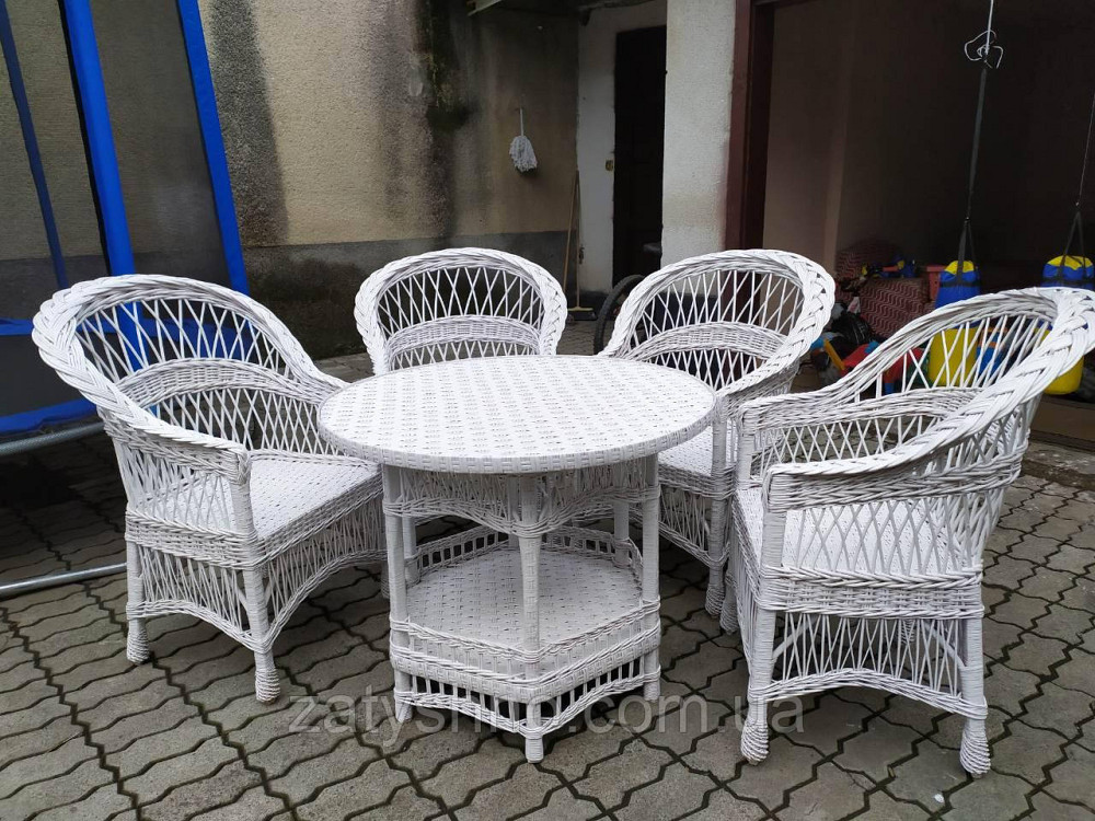 Белая мебель плетеная с круглым столом Киев - изображение 5