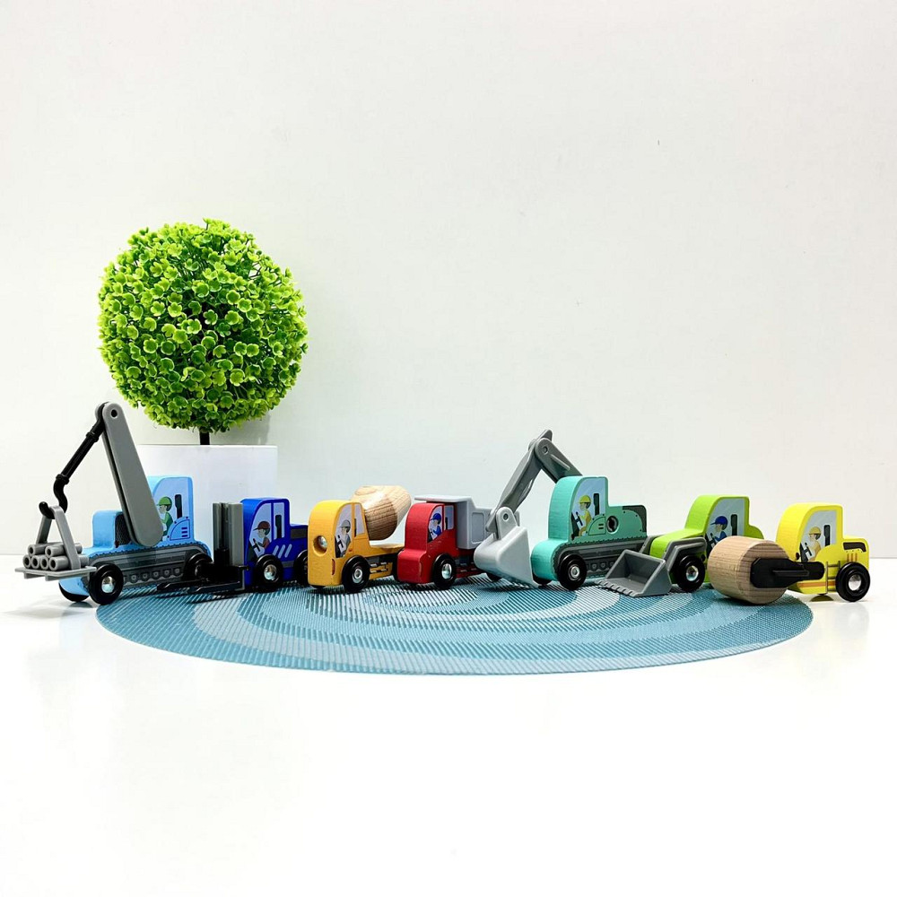 Будівельні машинки 4FUN Game Club Wood 7шт дерев'яні (76523) Чернигов - изображение 1