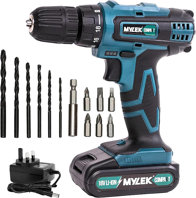 Аккумуляторная дрель-шуруповерт MYLEK MY18BCM1 18 В, литий-ионный аккумулятор 1300 мАч, крутящий момент 28 Нм, быстрая зарядка Киев - изображение 1