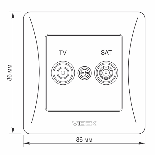 BINERA чорний графіт Розетка внутрішня SAT TV+супутник  кінцева Videx Житомир - фото 4