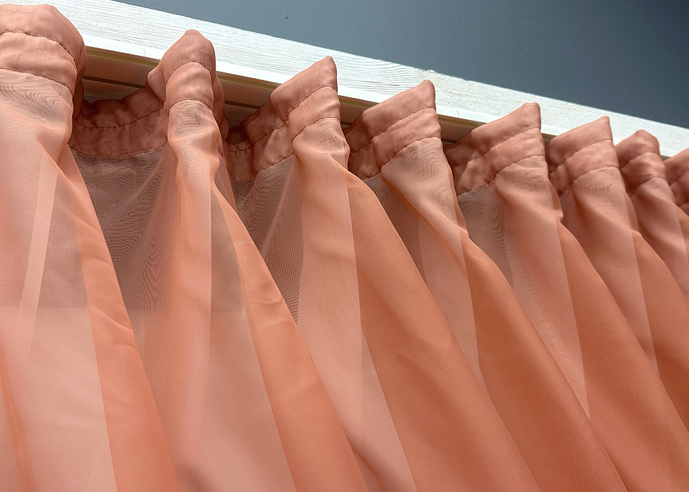 Кухонные шторки VR-Textil № 060к «Дуэт» с подвязками пудровый с белым 330х170 см (52-1189) Киев - изображение 7