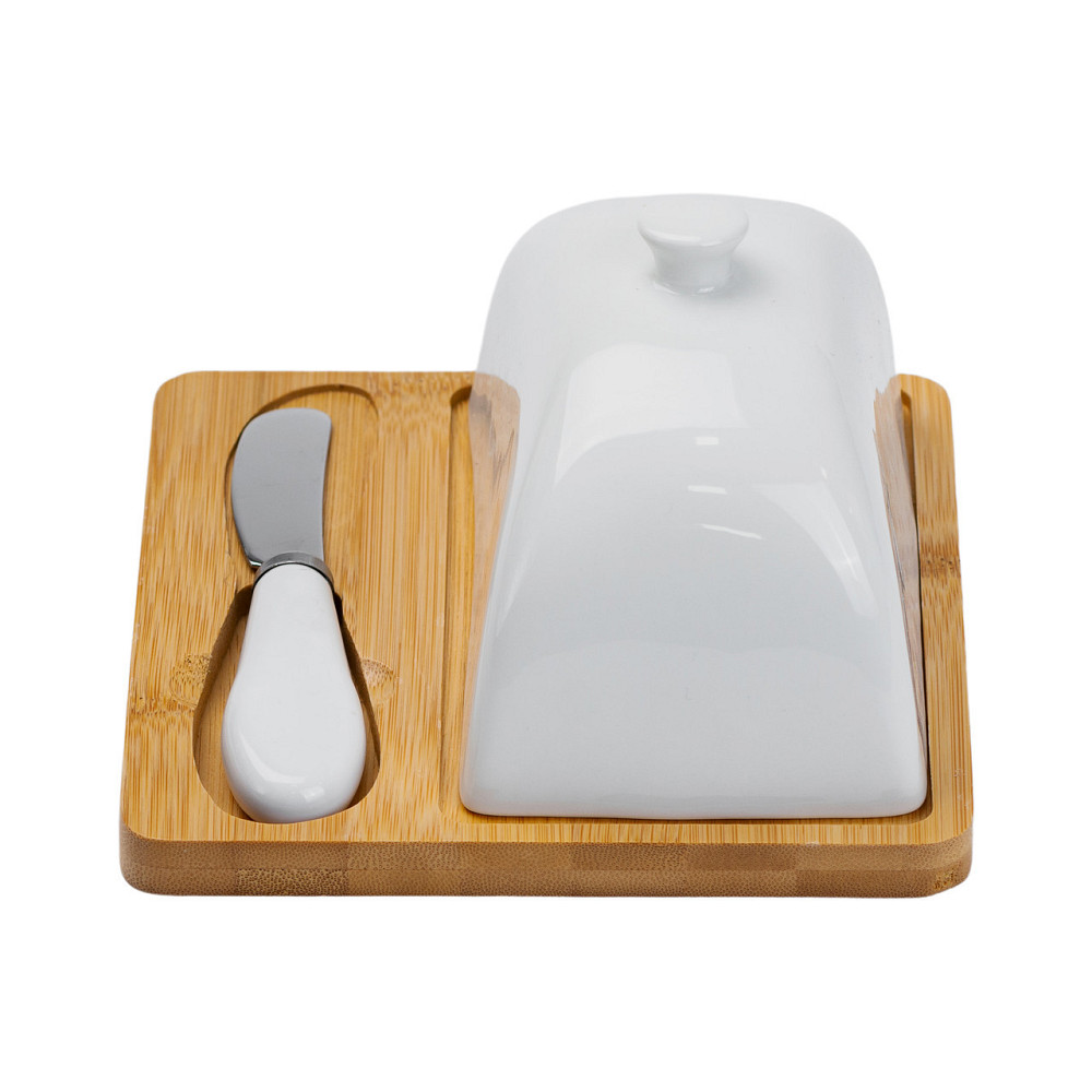 Маслянка порцелянова 15×15×9 см з ножем на підставці HP1255 Київ - фото 4