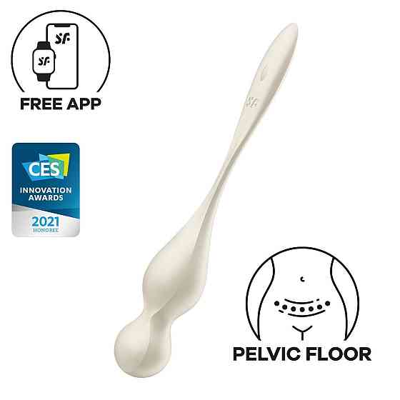 Вагинальные смарт-шарики с вибрацией Satisfyer Love Birds 1 Connect App White, 78 г Sex Aura Киев