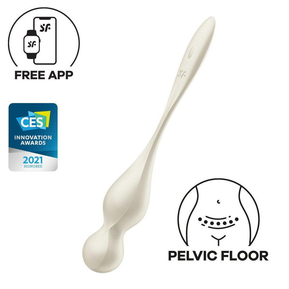 Вагинальные смарт-шарики с вибрацией Satisfyer Love Birds 1 Connect App White, 78 г Sex Aura Киев - изображение 1