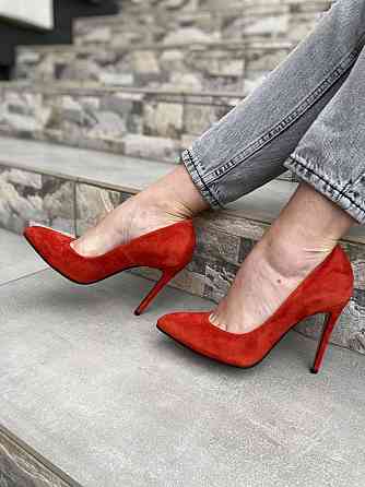 Туфлі жіночі M-LUX червоні натуральна замша каблук 10.5 см 38 р. (91020) Коломия