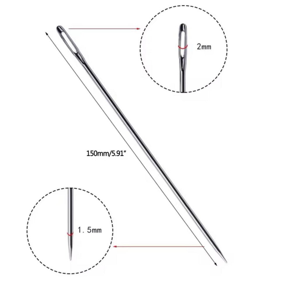 Голка з великим вушком 15 см для рукоділля та творчості, упаковка 20 штук у пластиковому тубусі Київ - фото 2