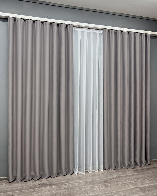 Комплект готових штор VR-Textil Bagema Rvs № 2074ш Попелясто-сірий 150х270 см 2 шт (33-1278) Київ - фото 4