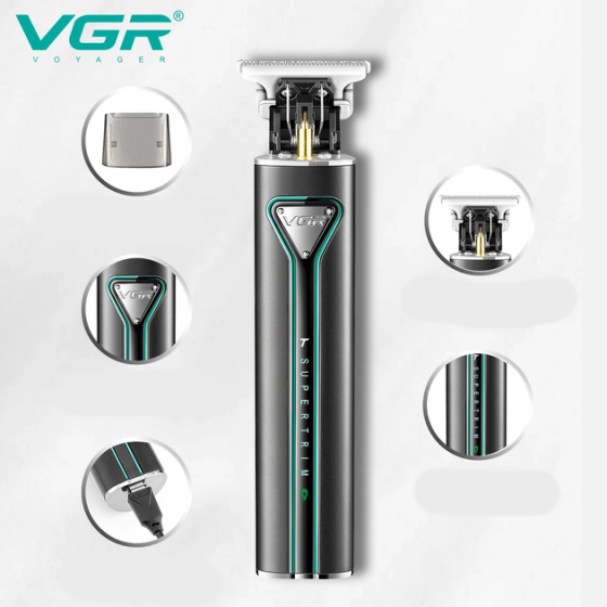 Тример-машинка акумуляторна для стриження волосся й бороди VGR V-009 (4 насадки) Чорний Вінниця