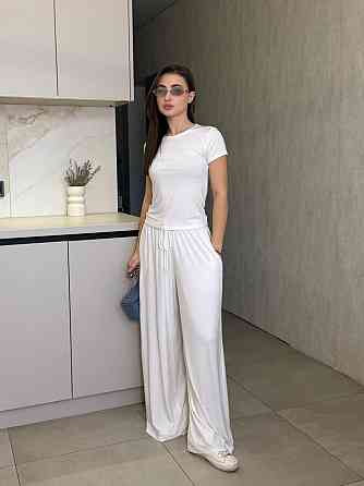 Жіночий базовий прогулянковий костюм, двойка турецький трикотаж віскоза Білий, 46/48 Одеса