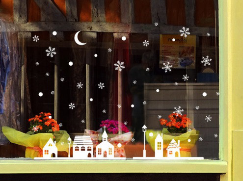 Новорічні наклейки на вікна Місто 25 на 35 см білий Київ - фото 7