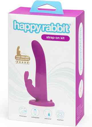 Страпон -кролик с вибрацией и трусиками Happy Rabbit Rechargeable Vibrating Strap-On Harness Set Sex Aura Киев