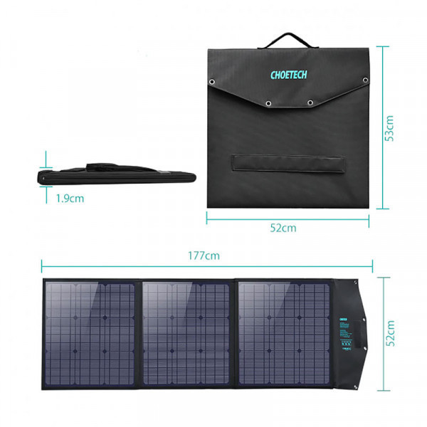 Сонячна панель для УМБ Choetech 120W (177x53см) DC120W,1*USB QC3.0 18W,1*USB-C PD3.0 60W, 1xUSBA 12W (SC008) Київ - фото 5