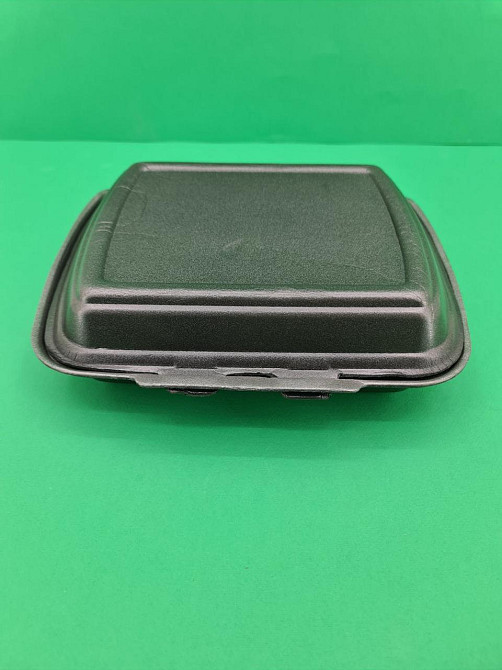 Ланч-бокс из вспененного полистирола с крышкой (220х180х70мм 3-х секционный из ВПС НР-3, черный  (125 шт) Харьков - изображение 2