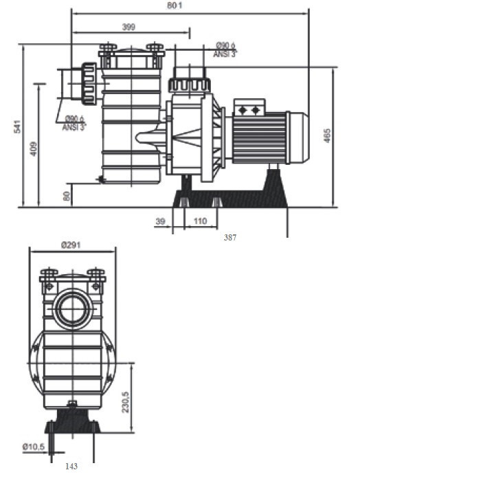 Насос для басейну Hayward HCP38353E3 KAP350 IE3 (380 В. 58 м3/год. 3.5 HP) Київ - фото 3