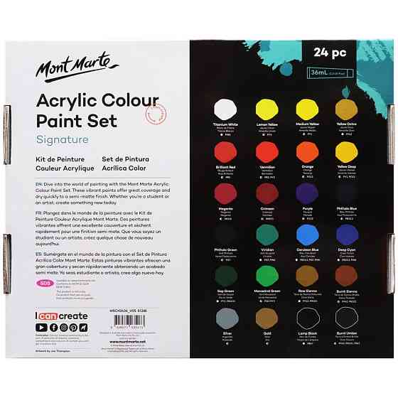 Краски акриловые для рисования Mont Marte Acrylic Colour Paint Set Signature 24pc x 36ml Разные цвета Каменец-Подольский