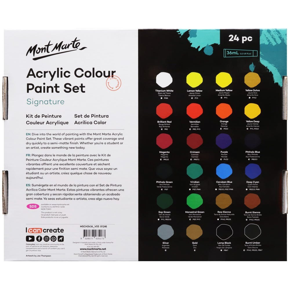 Фарби акрилові для малювання Mont Marte Acrylic Color Paint Set Signature 24pc x 36ml Різні кольори Кам'янець-Подільський - фото 4