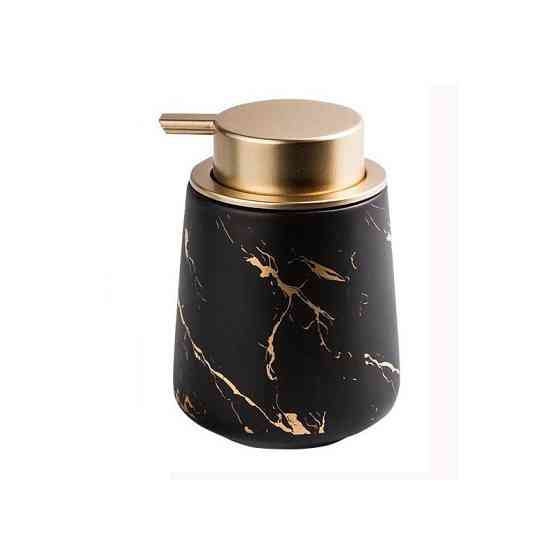 Дозатор для жидкого мыла, моющих средств керамический 400 мл, для ванной и кухни Черный Каменец-Подольский