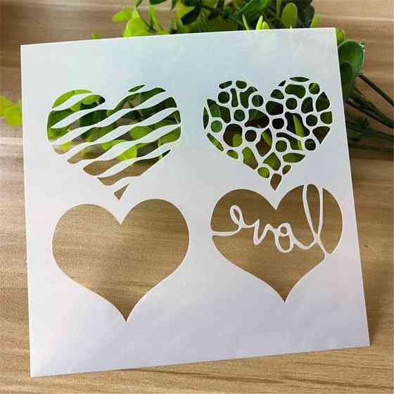 Трафарет для торта Серця 13 на 13 см сірий Київ