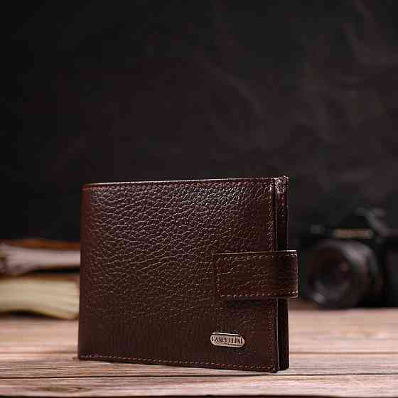 Гарний горизонтальний гаманець для чоловіків з натуральної шкіри флотар CANPELLINI 21891 Коричневый Київ