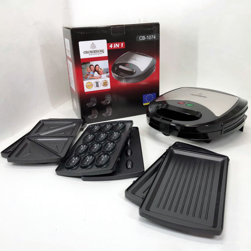 Гриль многофункциональный для дома Crownberg, Гриль электрический для кафе со сменными насадками KE-18 Львов - изображение 9