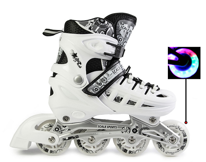 Детские ролики с мягкими полиуретановыми колесами Scale Sports. Белый цвет. Размер 38-41 Одесса - изображение 2