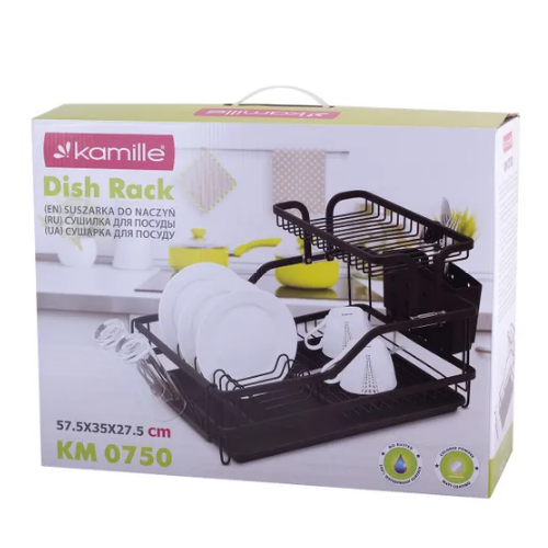 Сушарка для посуду 57,5*35*27,5см з піддоном алюміній чорний 750 KAMILLE Житомир - изображение 8