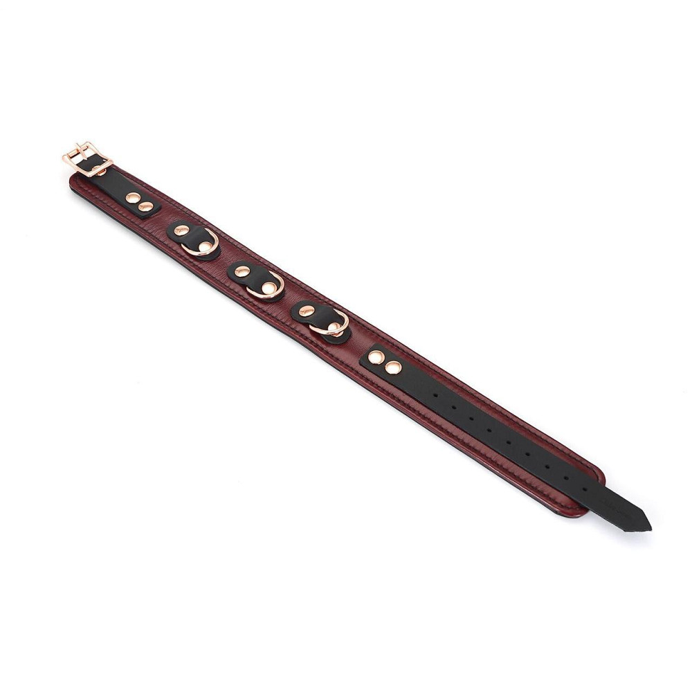 Шкіряний нашийник з повідцем Liebe Seele Wine Red Collar and Leash, 3 кільця для кріплення Sex Aura Київ - фото 9