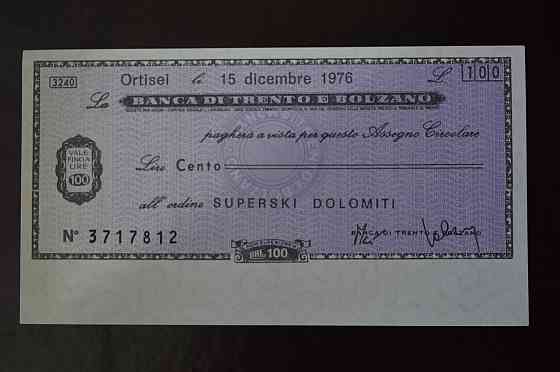 Чек. Италия 100 Лир 1976год (ЧК-1) ЛОТ 16 Полтава