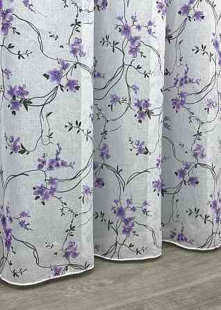 Тюль VR-Textil 1324т Flora Батист Білий з фіолетово-чорним принтом 400х270 см (40-204) Київ