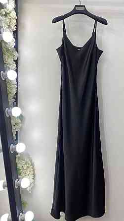 Жіноче мідіплаття-комбінація на тонких бретелях шовк Чорний Одеса