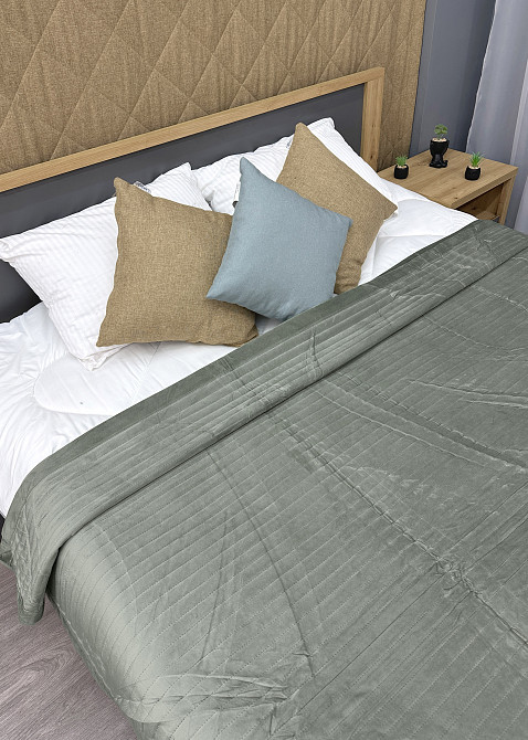 Покривало велюрове Кing Size 220х240 см колір болотний (85-207) Київ - фото 7