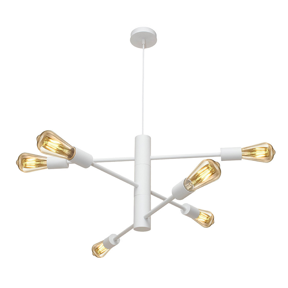 Люстра подвесная MSK Electric Asket на шесть плафонов Е27 NL 6120-6 WH белая Одесса - изображение 1