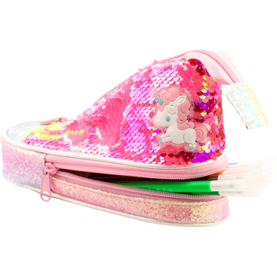 Пенал Cool For School у формі кеда з паєтками 2 відділення Жовтий (5987-yellow) Вінниця - фото 2