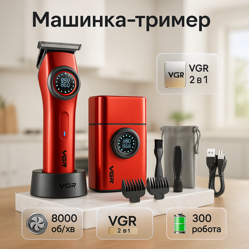 Практичная машинка для стрижки волос VGR, Машинки для стрижки профессиональные машины FG-47 Львов - изображение 12